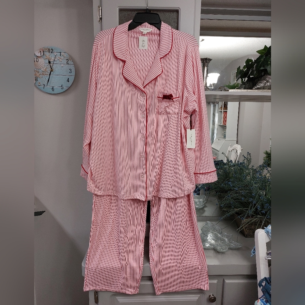 Laura Ashley Stripe Pajama Set NWT